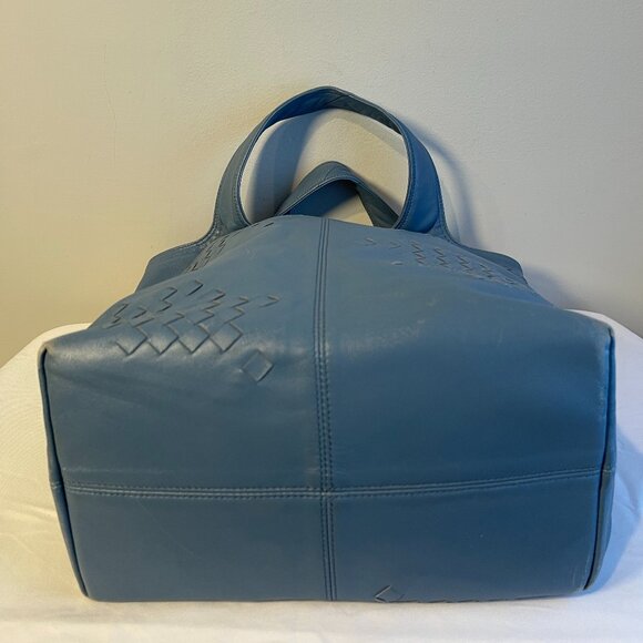 BOTTEGA VENETA Regent Intrecciato Nappa Leather Tote Bag, Blue - Preowned - Picture 5 of 16